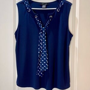 Adele & May Navy Blue Polka Dot Sleeveless Top Size XL